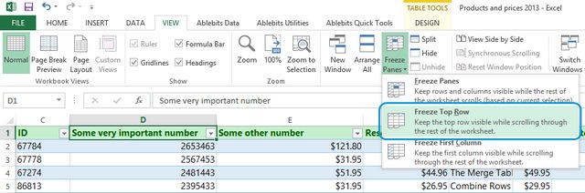freeze a row in excel for mac